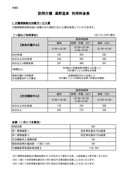 訪問介護利用料金表のサムネイル